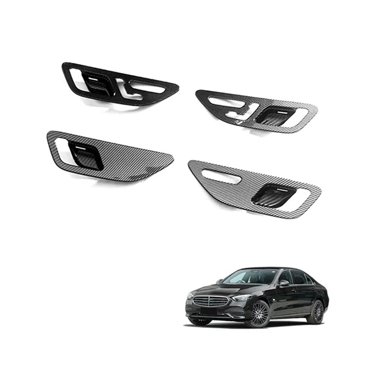 

Car Carbon Fiber Interior Mouldings Inner Door Handle Bowl Panel Decoration Cover Trim for Benz C-Class W206 2021 2022