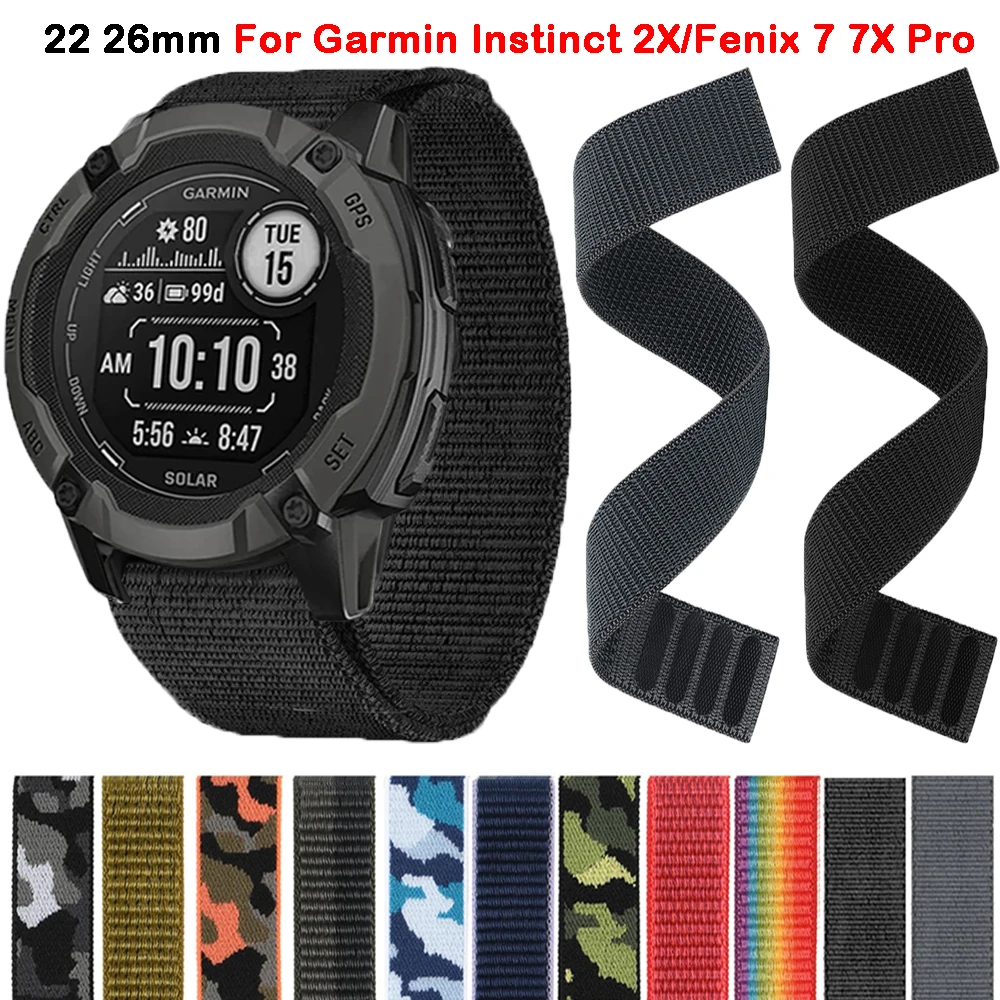 

Ремешок нейлоновый для смарт-часов Garmin Instinct 2X/Fenix 6 6X 7 7X Pro 5 5X Plus/Enduro Mk1 26 мм 22 мм