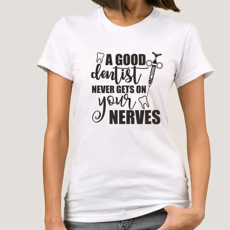 Summer Women Dentist T Shirts A Good Dentist Never Gets On Your Nerves Tshirt Girls Tops DIY custom patterns available
Summer Women Dentist T Shirts A Good Dentist Never Gets On Your Nerves Tshirt Girls Tops DIY custom patterns available