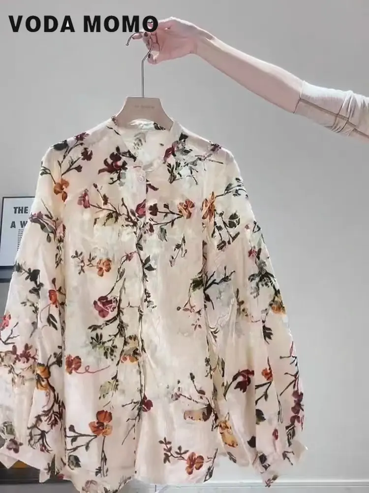 Loose Thin Casual Drape Slightly Transparent Top Women Korean Vintage Spring Summer Vintage Palace Style Velvet Printed Shirt
Loose Thin Casual Drape Slightly Transparent Top Women Korean Vintage Spring Summer Vintage Palace Style Velvet Printed Shirt