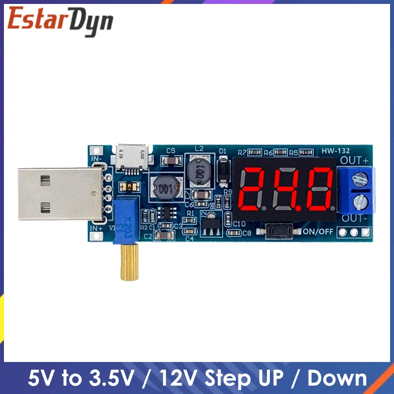 Boost Buck Converter USB Step UP / Down Power Supply Module DC-DC 5V to 3.3V / 12V Adjustable Out DC 1.2V-24V
Boost Buck Converter USB Step UP / Down Power Supply Module DC-DC 5V to 3.3V / 12V Adjustable Out DC 1.2V-24V
