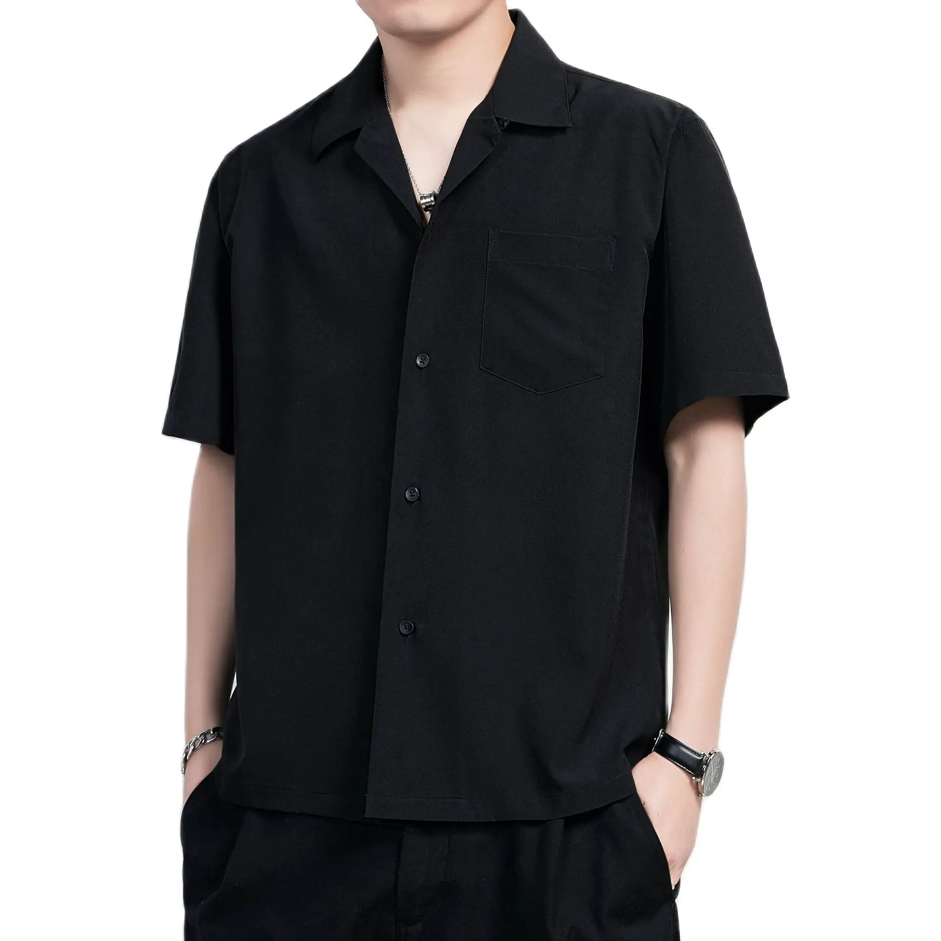 Short Sleeve Cuban Collar Casual Shirt Summer Solid Color Harujuku Shirts for Men Korean Clothes Camisas Para Hombre XM011
Short Sleeve Cuban Collar Casual Shirt Summer Solid Color Harujuku Shirts for Men Korean Clothes Camisas Para Hombre XM011