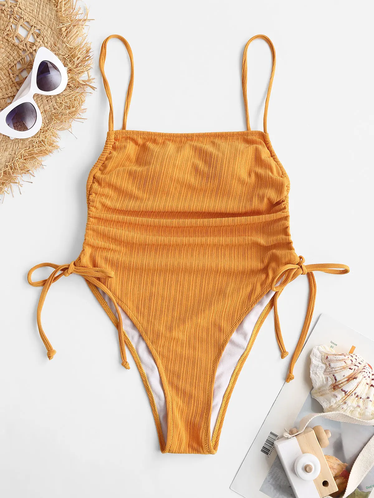 Слитный купальник сплошного цвета в рубчик 
Слитный купальник сплошного цвета в рубчик