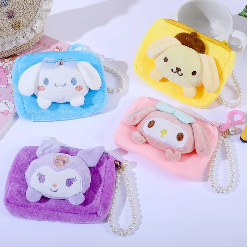 Kawaii Sanrio Kuromi My Meldoy Cinnmoroall Cartoon Plush Coin Purse Id Card Holder Pearl Lanyard Women's Wallet Coin Pack
Kawaii Sanrio Kuromi My Meldoy Cinnmoroall Cartoon Plush Coin Purse Id Card Holder Pearl Lanyard Women's Wallet Coin Pack