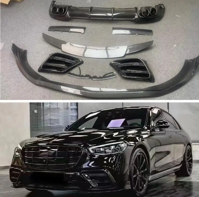 Front Bumper Lip+Rear Spoiler+Trunk Diffuser+LED Fog Lamp Cover+Exhaust Tips For Mercedes-Benz W223 S450 S500 Carbon Fiber
Front Bumper Lip+Rear Spoiler+Trunk Diffuser+LED Fog Lamp Cover+Exhaust Tips For Mercedes-Benz W223 S450 S500 Carbon Fiber