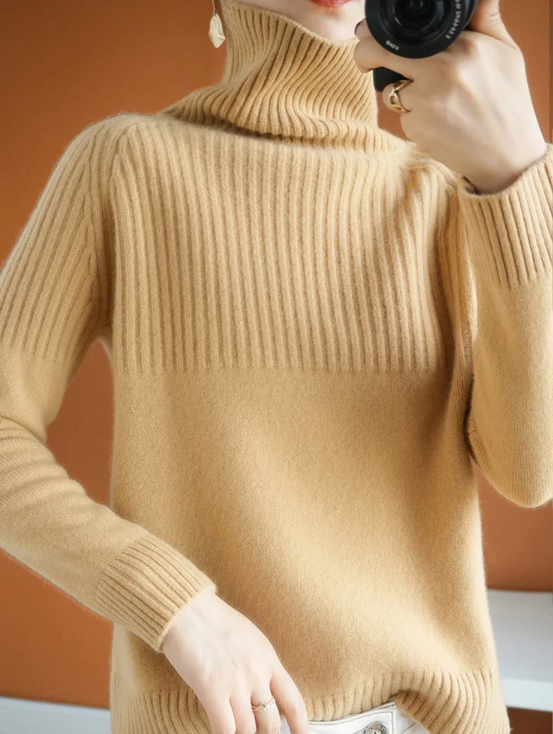 

Autumn And Winter 2022 Thickened High Neck Sweater Women's Loose Slouchy Wind Pile Neck Long Sleeve Pullover Wool Knit Undercoat