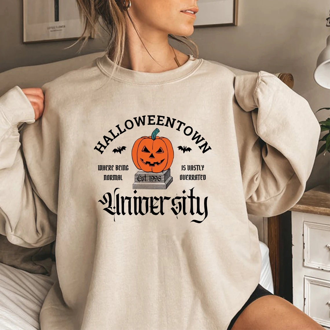 

Halloweentown University Sweatshirt Halloweentown Est 1998 Pullover Fall Halloween Sweatshirt Vintage Halloween Town Hoodie Tops