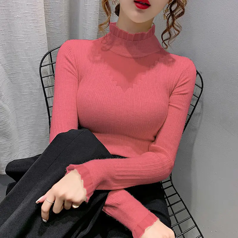 2022 Woman Sweaters Women's Half Turtleneck Lace Stitching Hollow out Sweater Western Style Slim Fit Inner Knitted Blouse
2022 Woman Sweaters Women's Half Turtleneck Lace Stitching Hollow out Sweater Western Style Slim Fit Inner Knitted Blouse