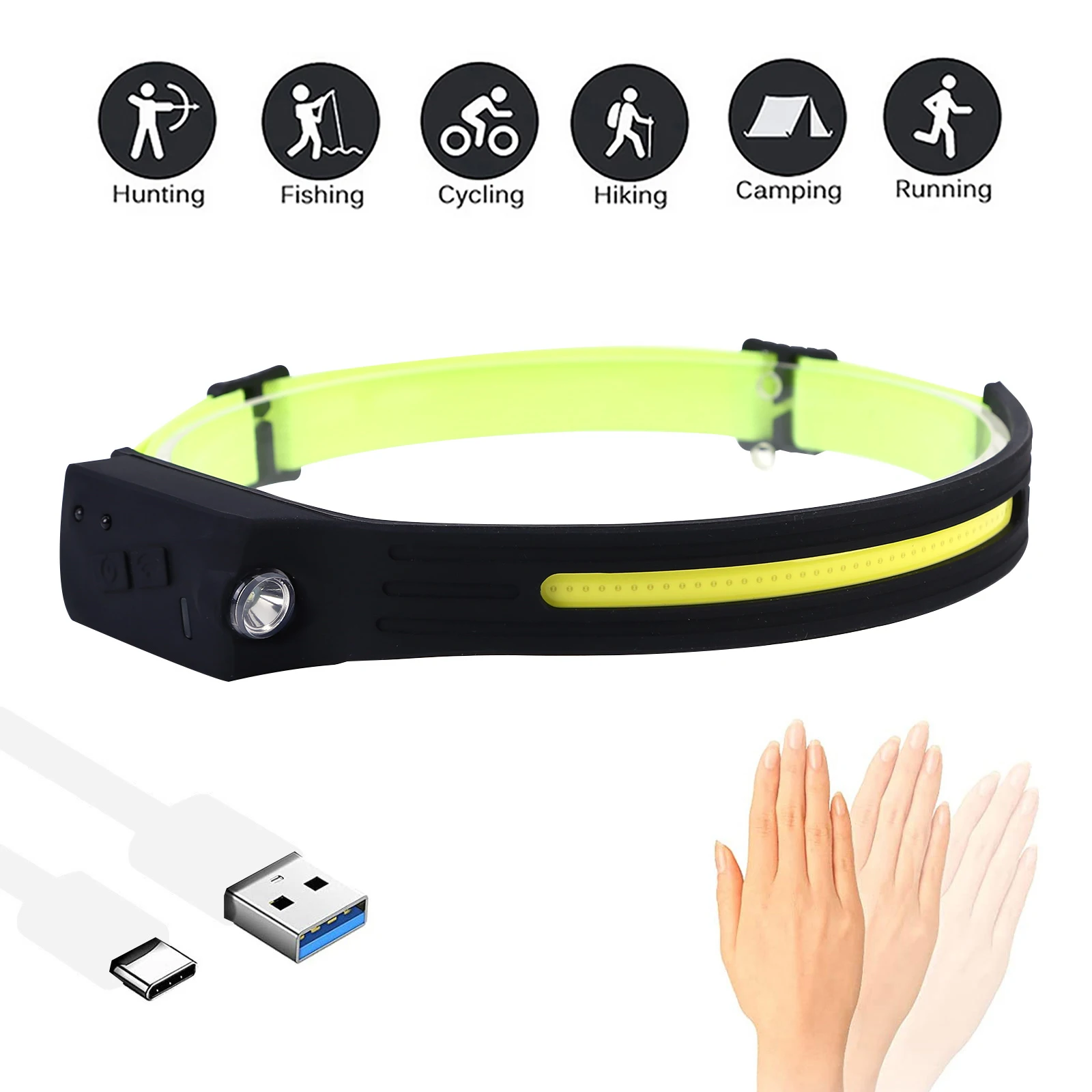LED Headlamp Wave Induction 350 lm Waterproof Head Light Outdoor Camping Flashlight USB Rechargeable Safety Headlight Head Lamp
LED Headlamp Wave Induction 350 lm Waterproof Head Light Outdoor Camping Flashlight USB Rechargeable Safety Headlight Head Lamp