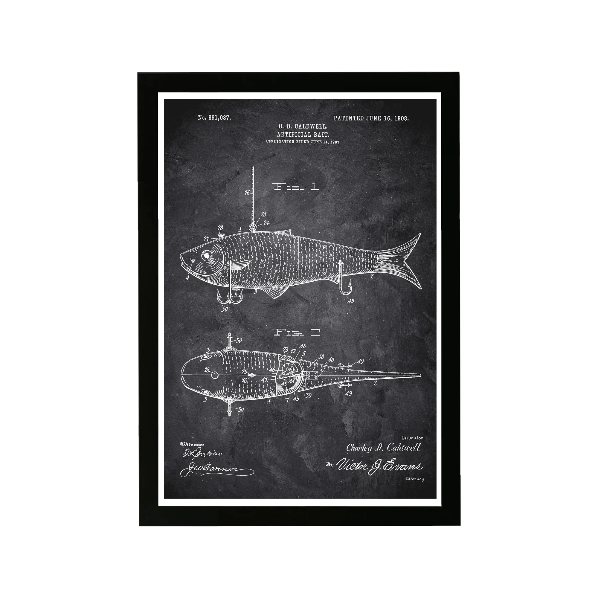 Entertainment and Hobbies Framed Wall Art Prints 'Artificial Bait 1908 Chalkboard' Fishing - Black, White, 13" x 19"
Entertainment and Hobbies Framed Wall Art Prints 'Artificial Bait 1908 Chalkboard' Fishing - Black, White, 13" x 19"
