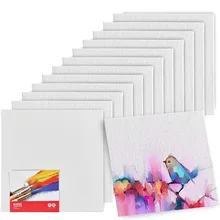 Canvases for Painting - Pack of 4, Blank White Canvas Boards - 100% Cotton Art Panels for Oil, Acrylic & Watercolor Paint