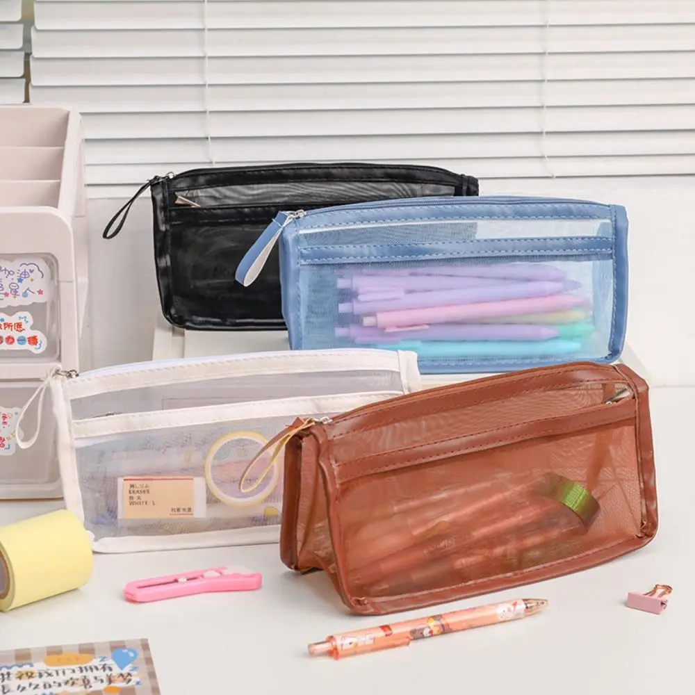 Simple Double Layer Transparent Large Capacity Student Stationery Mesh Pen Bag Stationery Bag Pencil Pouch Desktop Storage Bags
Simple Double Layer Transparent Large Capacity Student Stationery Mesh Pen Bag Stationery Bag Pencil Pouch Desktop Storage Bags