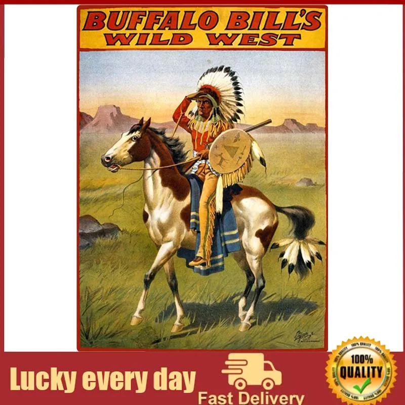 

AMELIA SHARPE Metal Vintage Tin Signs Western Cowboy Indian Buffalo Act Home Bar Restaurant Wall Decoration Sign