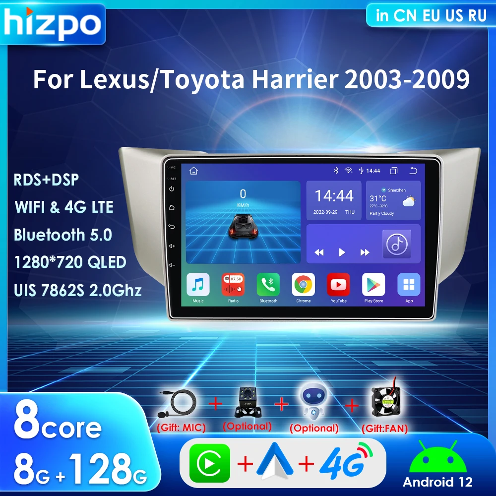 Hizpo 9inch 2din Carplay for Lexus RX300 Toyota Harrier Android 12 Car Radio Multimedia Player GPS Navi BT Stereo RDS 4G DSP IPS
Hizpo 9inch 2din Carplay for Lexus RX300 Toyota Harrier Android 12 Car Radio Multimedia Player GPS Navi BT Stereo RDS 4G DSP IPS