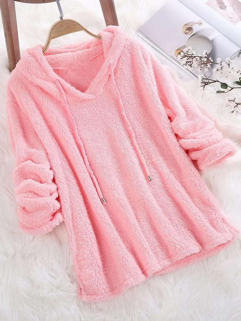 Women Warm Solid Fluffy Hoodie Flannel Pullover 2021 Autumn Winter Long Sleeve Plush Pajama Loose Hoodie Sweatshirts Tops Female
Women Warm Solid Fluffy Hoodie Flannel Pullover 2021 Autumn Winter Long Sleeve Plush Pajama Loose Hoodie Sweatshirts Tops Female