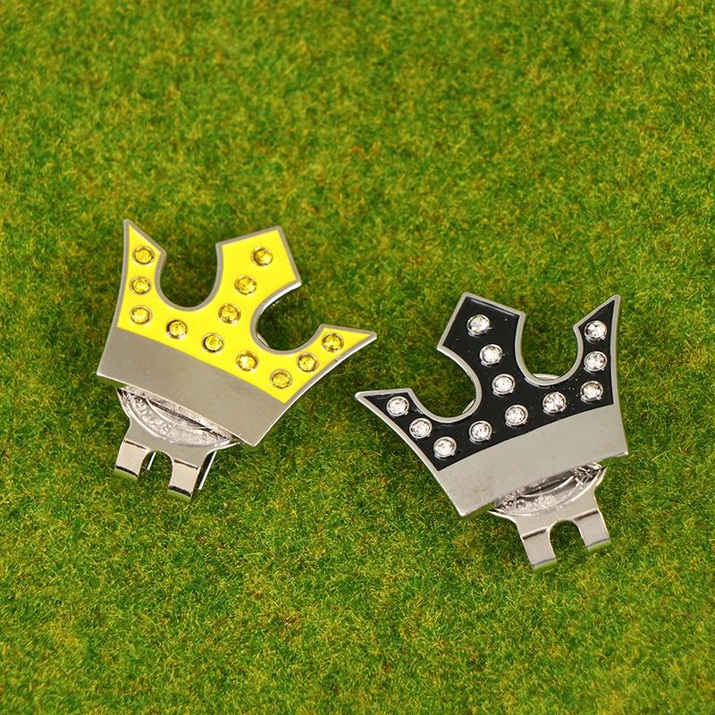 1Pc Zinc Alloy Golf Ball Marker With Magnetic Cap Clips 2 Colors Yellow Black Crown With Rhinestone For Golfer Gift
1Pc Zinc Alloy Golf Ball Marker With Magnetic Cap Clips 2 Colors Yellow Black Crown With Rhinestone For Golfer Gift