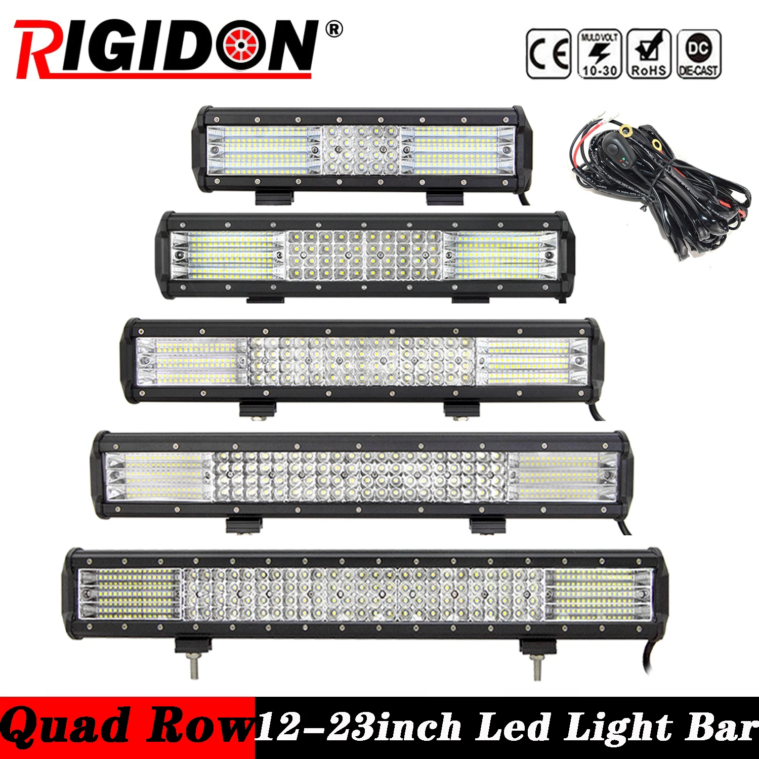 RIGIDON 12-23 in 570W Quad-Row LED Light Bar Offroad Driving Lights Combo Beam Work Lamp for Truck SUV ATV 4x4 4WD 12v 24V
RIGIDON 12-23 in 570W Quad-Row LED Light Bar Offroad Driving Lights Combo Beam Work Lamp for Truck SUV ATV 4x4 4WD 12v 24V