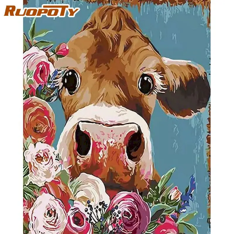 RUOPOTY Oil Painting By Numbers Flower Cow Animal Paint Kits HandPainted 40x50cm Frame On Canvas Modern Home Wall Decor Art
RUOPOTY Oil Painting By Numbers Flower Cow Animal Paint Kits HandPainted 40x50cm Frame On Canvas Modern Home Wall Decor Art