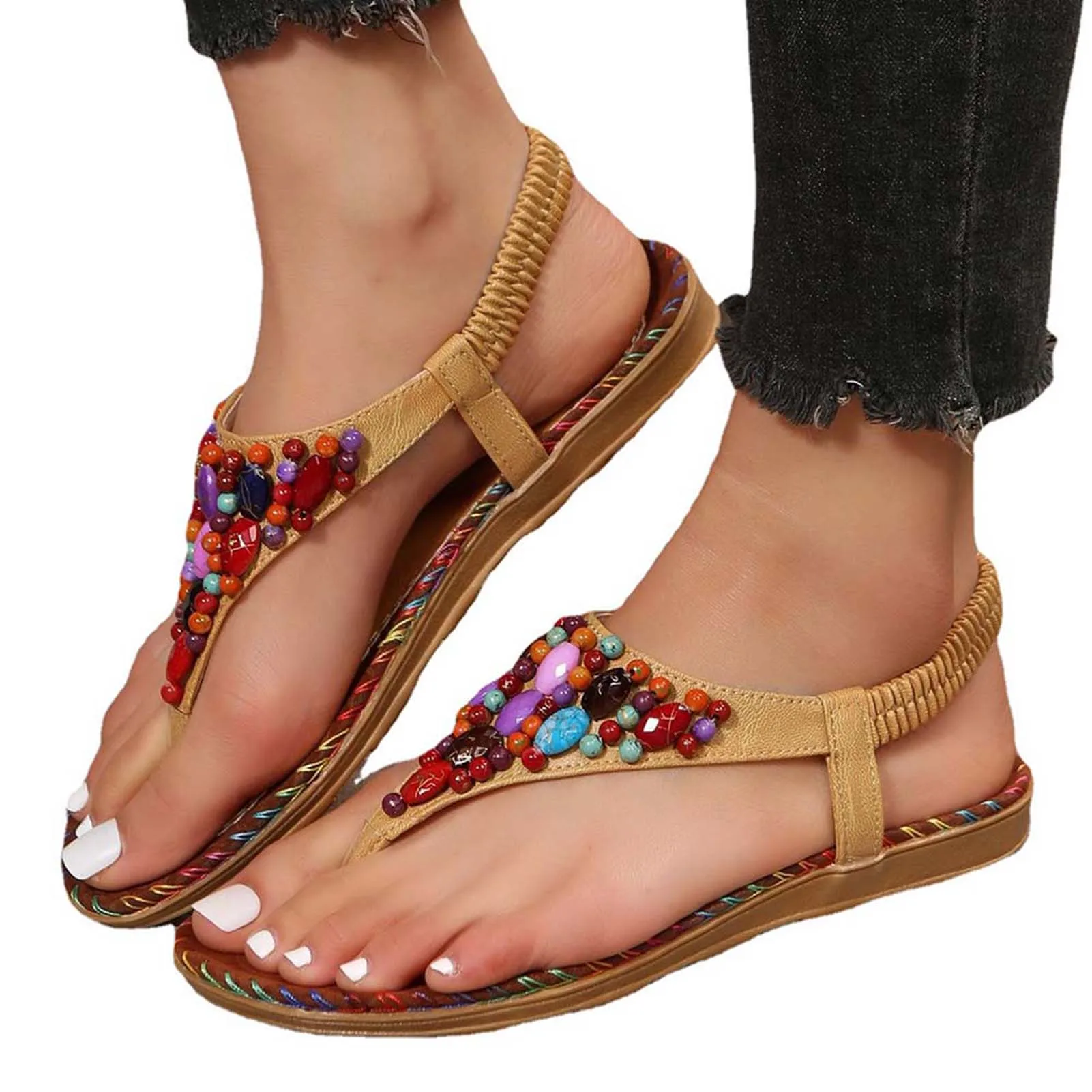 Fashion Colorful Beaded Flip-Flops Non-Slip Comfortable Beach Shoes For Party Daily Work
Fashion Colorful Beaded Flip-Flops Non-Slip Comfortable Beach Shoes For Party Daily Work