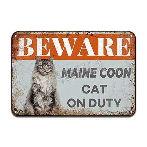 Beware Maine Coon Cat on Duty Iron Poster Painting Tin Sign Vintage Wall Decor for Cafe Bar Pub Home Beer Decoration Crafts
Beware Maine Coon Cat on Duty Iron Poster Painting Tin Sign Vintage Wall Decor for Cafe Bar Pub Home Beer Decoration Crafts