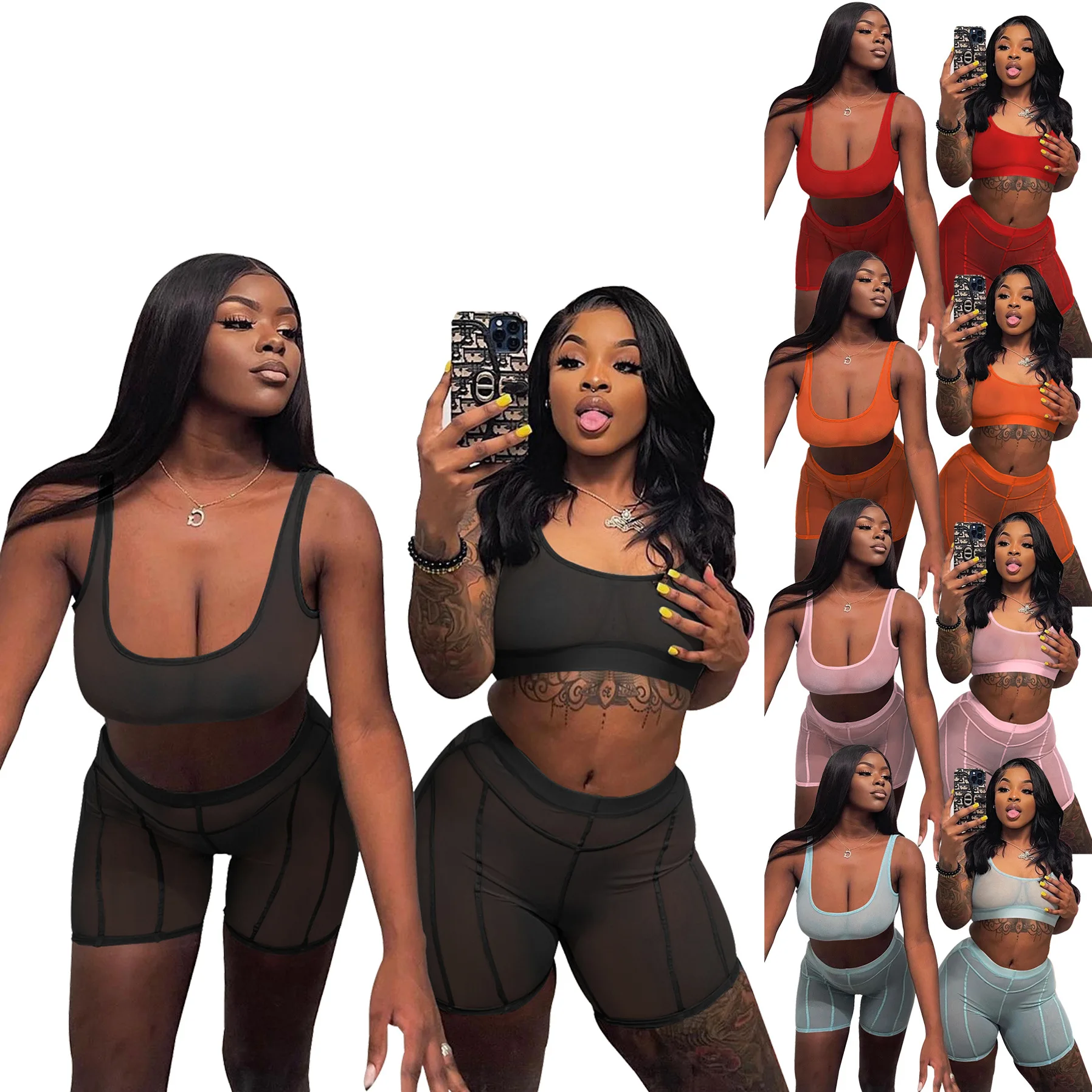 Lovelysales Women's Clothes New Mesh Vest Shorts Nightclub Style Sexy Perspective Two-piece Set CN(Origin) 8298
Lovelysales Women's Clothes New Mesh Vest Shorts Nightclub Style Sexy Perspective Two-piece Set CN(Origin) 8298
