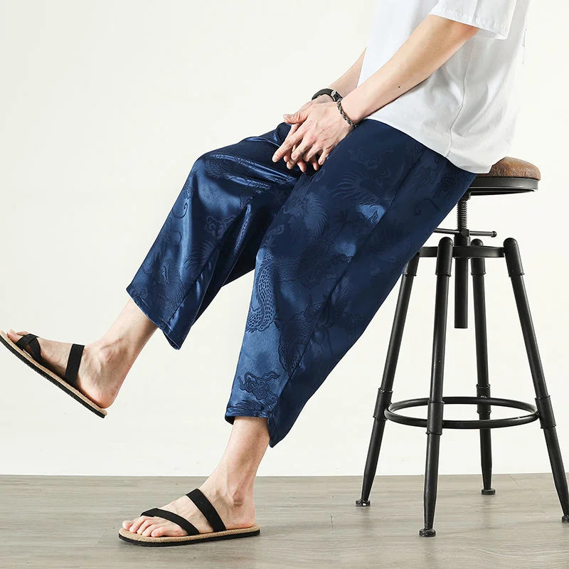 MRGB Chinese Style Men’s Ice Silk Trousers Summer Fashion Solid Color Oversized Man Calf Length Pants Streetwear Loose Men Pants
MRGB Chinese Style Men’s Ice Silk Trousers Summer Fashion Solid Color Oversized Man Calf Length Pants Streetwear Loose Men Pants