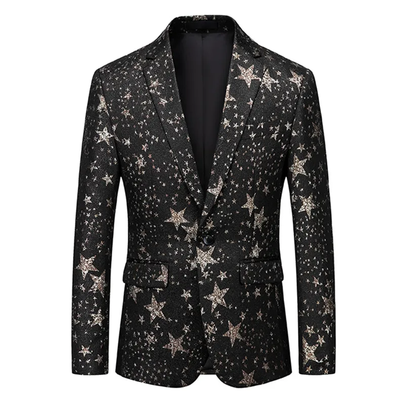 Styish Star Pattern Dress Blazers Men 2022 Spring Brand New Mens Peak Laple Tuxedo Suit Jacket Party Prom Singer Costume Homme
Styish Star Pattern Dress Blazers Men 2022 Spring Brand New Mens Peak Laple Tuxedo Suit Jacket Party Prom Singer Costume Homme