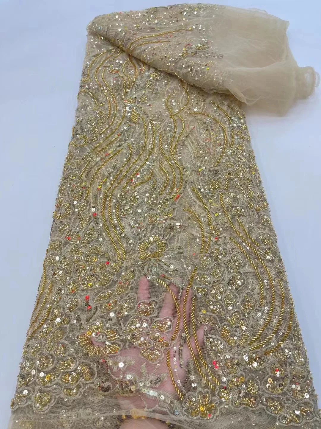 Latest African Beaded Lace Fabric 2023 High Quality Nigerian French Groom Sequins Lace Fabric Bridal Material For Wedding Dress
Latest African Beaded Lace Fabric 2023 High Quality Nigerian French Groom Sequins Lace Fabric Bridal Material For Wedding Dress