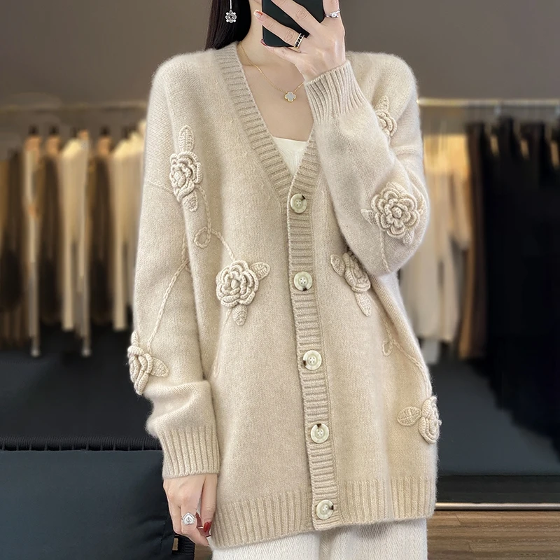 Autumn And Winter New 100% Pure Wool Knitted Sweater Loose Hand Crocheted Cashmere Cardigan Lazy Wind Coat
Autumn And Winter New 100% Pure Wool Knitted Sweater Loose Hand Crocheted Cashmere Cardigan Lazy Wind Coat