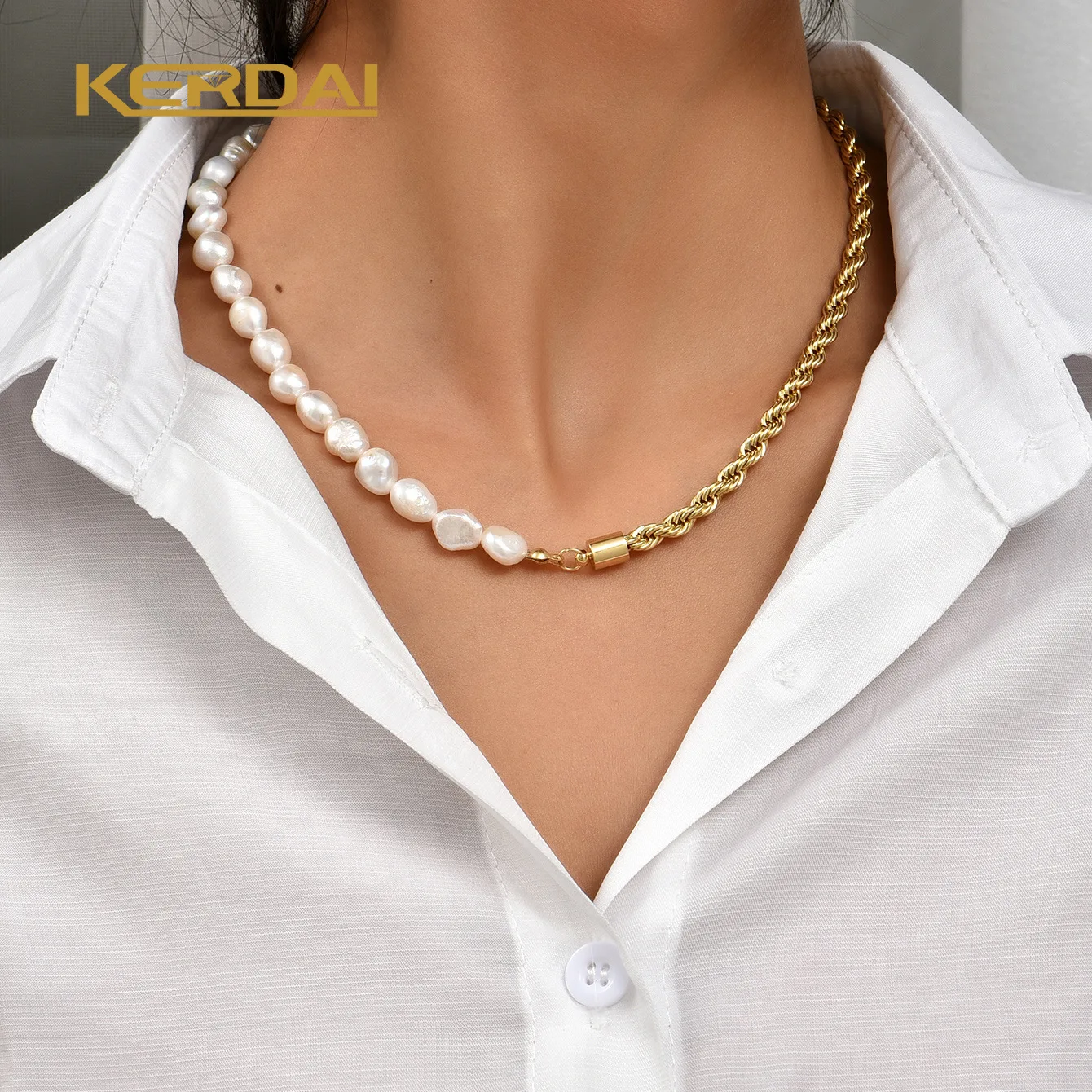 Statement OL Gold Color Twist Chain Choker Necklace for Women DIY Pearl Beads Necklace
Statement OL Gold Color Twist Chain Choker Necklace for Women DIY Pearl Beads Necklace