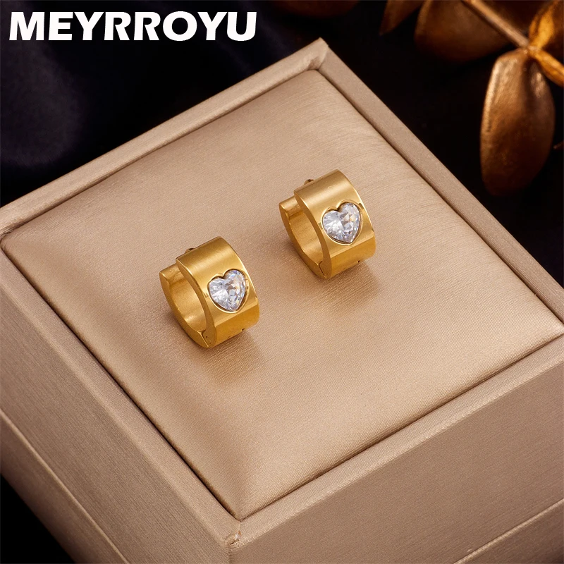 MEYRROYU 316L Stainless Steel Gold Color Heart Cubic Zirconia Geometric Hoop Earrings for Women Statement Jewelry Gift Bijoux
MEYRROYU 316L Stainless Steel Gold Color Heart Cubic Zirconia Geometric Hoop Earrings for Women Statement Jewelry Gift Bijoux