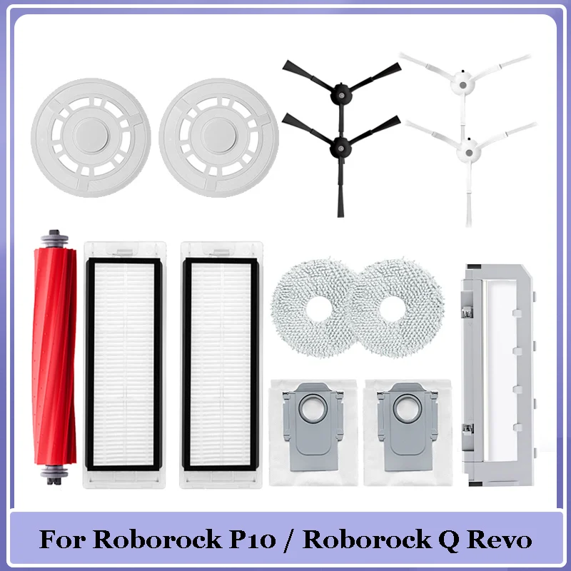 Main Side Brush Hepa Filter Mop Cloths Rag Dust Bag For Roborock Q Revo / P10 A7400RR Vacuum Cleaner Parts Spare Part Accessory 
Main Side Brush Hepa Filter Mop Cloths Rag Dust Bag For Roborock Q Revo / P10 A7400RR Vacuum Cleaner Parts Spare Part Accessory