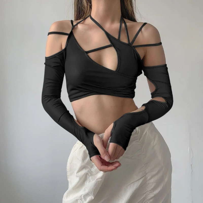 2023 New Woman Crop Top Y2k Soild Women Halter Tops Gothic Patchwork Long Sleeve Sexy Cut Out Casual Summer T-shirts Female
2023 New Woman Crop Top Y2k Soild Women Halter Tops Gothic Patchwork Long Sleeve Sexy Cut Out Casual Summer T-shirts Female