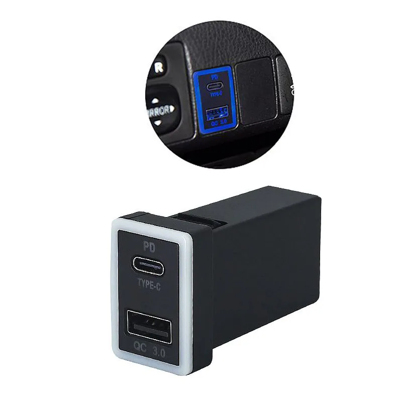 1pc 12V Quick Car Charger TYPE-C PD QC3.0 USB Interface Socket Fast Car Charger Use For Toyota Corolla levin Prado FJ Cruiser
1pc 12V Quick Car Charger TYPE-C PD QC3.0 USB Interface Socket Fast Car Charger Use For Toyota Corolla levin Prado FJ Cruiser