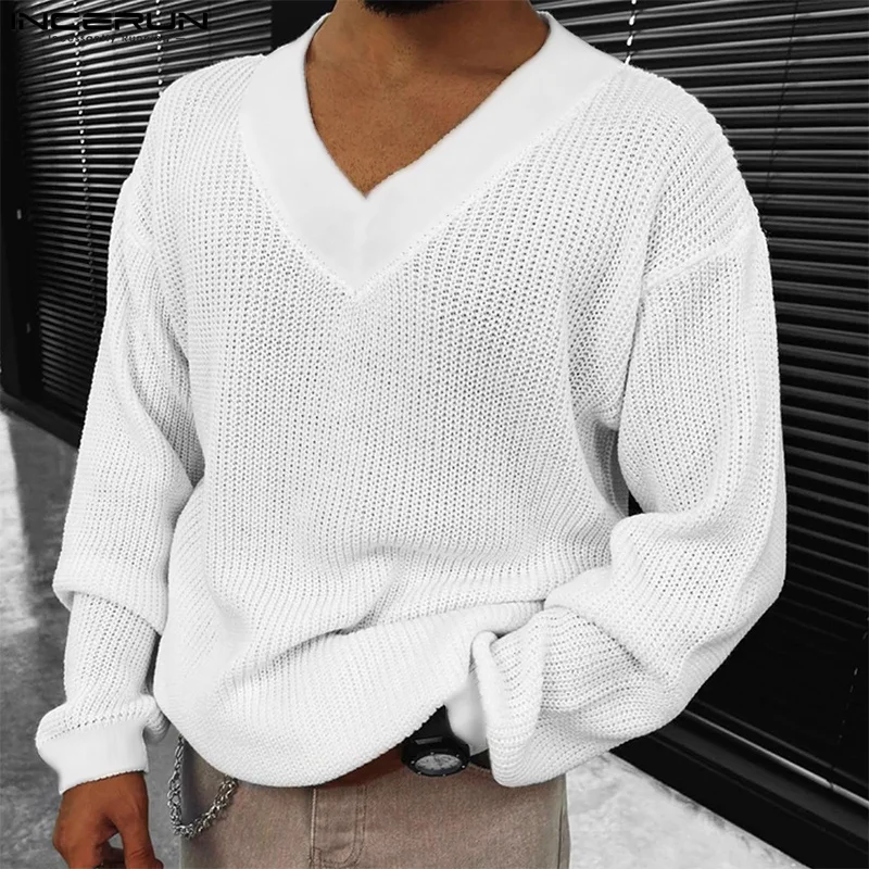 Casual All-match Style Tops INCERUN New Men Simple Large V-neck Long Sleeved Pullover Male Solid Comfrotable Sweater S-5XL 2023
Casual All-match Style Tops INCERUN New Men Simple Large V-neck Long Sleeved Pullover Male Solid Comfrotable Sweater S-5XL 2023