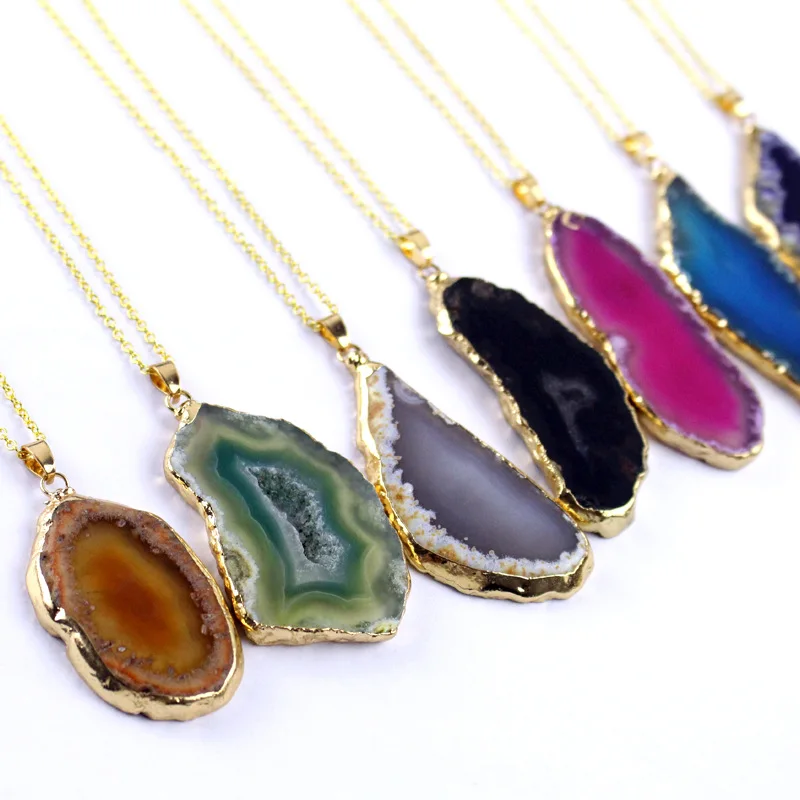 Gold Plating Natural Irregular Agate Stone Slices Plaing Raw Healing Crystal Quartz Stone Pendant Necklace
Gold Plating Natural Irregular Agate Stone Slices Plaing Raw Healing Crystal Quartz Stone Pendant Necklace