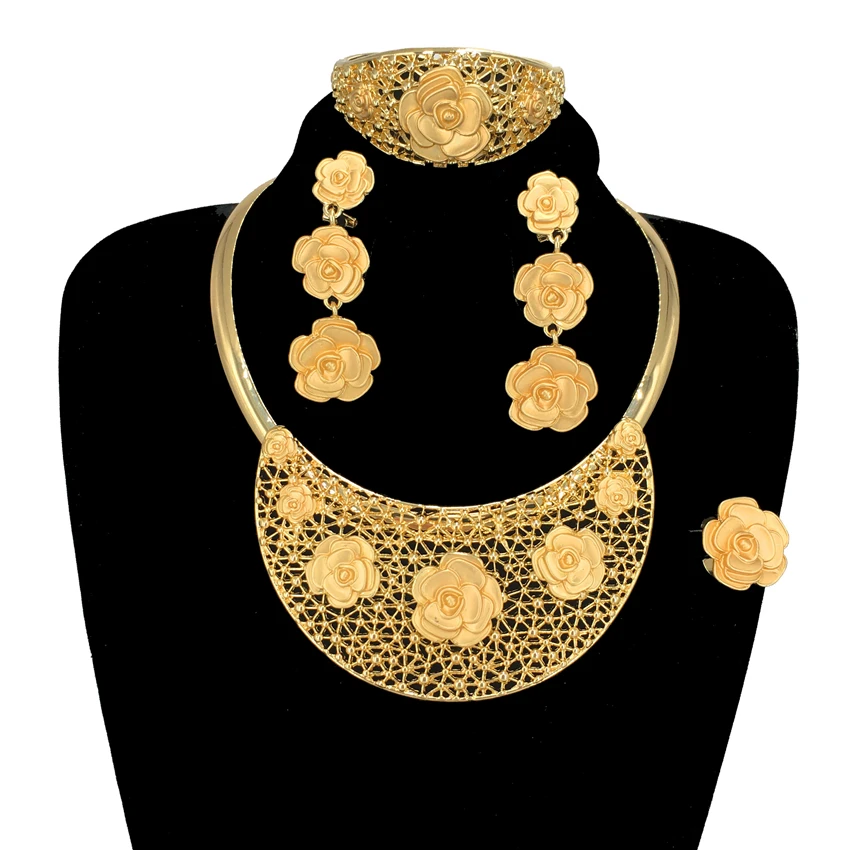 Hot Sale Unique Women Big Fashion Style Latest Flower African Design Brazilian Necklace Italian Gold Plated Jewelry Set FHK13802
Hot Sale Unique Women Big Fashion Style Latest Flower African Design Brazilian Necklace Italian Gold Plated Jewelry Set FHK13802