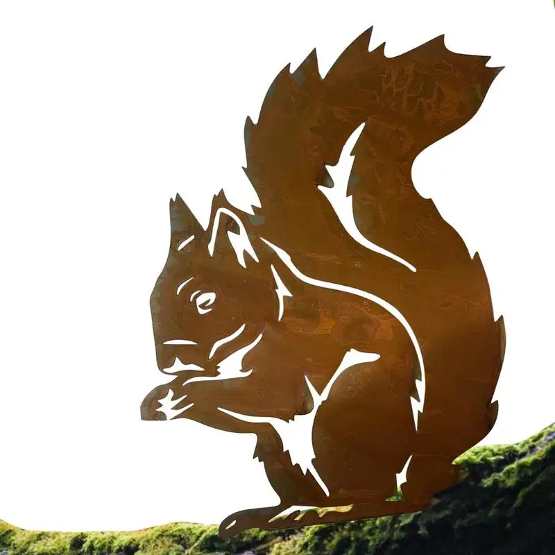 Силуэт белки металлический элегантный садовый дизайн силуэт животных ставки открытый садовый Декор железная садовая декорация коричневый