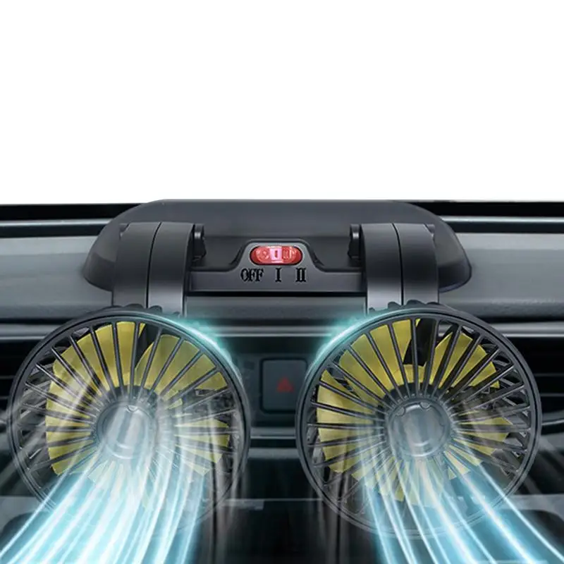 

Гибкий автомобильный вентилятор с двойной головкой, вентилятор для авто, 2 скорости, мощный ветер, вращающийся на 360 градусов, охлаждающий воздушный вентилятор, электрические автомобильные вентиляторы для приборной панели