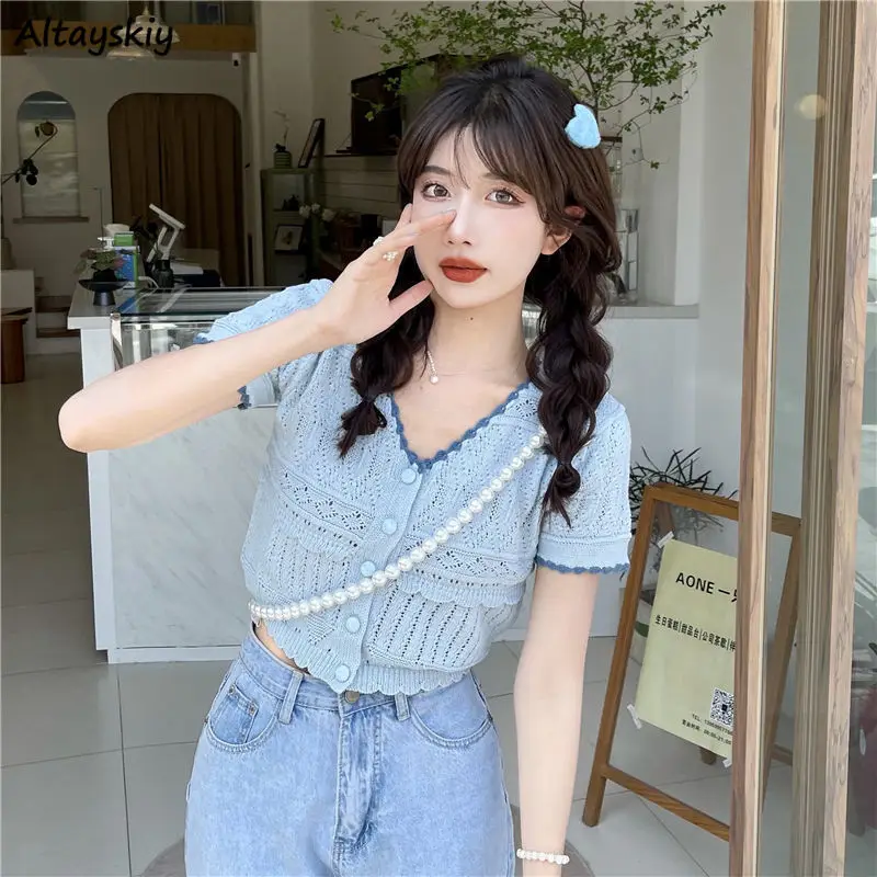 Cardigan Women Students Sweet Hollow Out Ins All-match Korean Style Stylish Kawaii Design Mujer Elegant Leisure V-neck Summer
Cardigan Women Students Sweet Hollow Out Ins All-match Korean Style Stylish Kawaii Design Mujer Elegant Leisure V-neck Summer