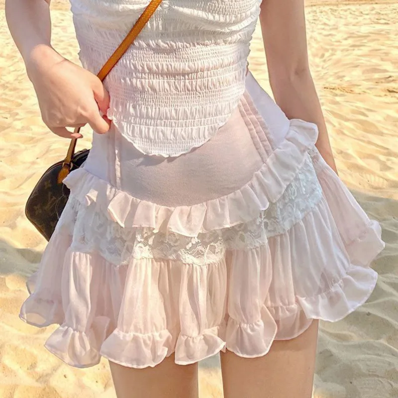 Pink Sweet Mini Skirt Japanese Kawaii Women Lace Korean Fashion Cute Skirt Female Summer Slim College Style Lolita Fairy Skirts
Pink Sweet Mini Skirt Japanese Kawaii Women Lace Korean Fashion Cute Skirt Female Summer Slim College Style Lolita Fairy Skirts