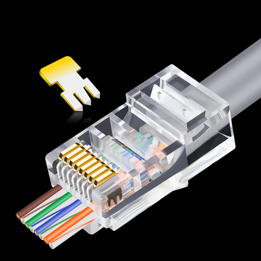 OULLX 20/50/100pcs RJ45 Connector 6U Gold PlatedPass Through Ethernet Cables Module Plug Network RJ-45 Crystal Heads Cat5 Cat5e
OULLX 20/50/100pcs RJ45 Connector 6U Gold PlatedPass Through Ethernet Cables Module Plug Network RJ-45 Crystal Heads Cat5 Cat5e