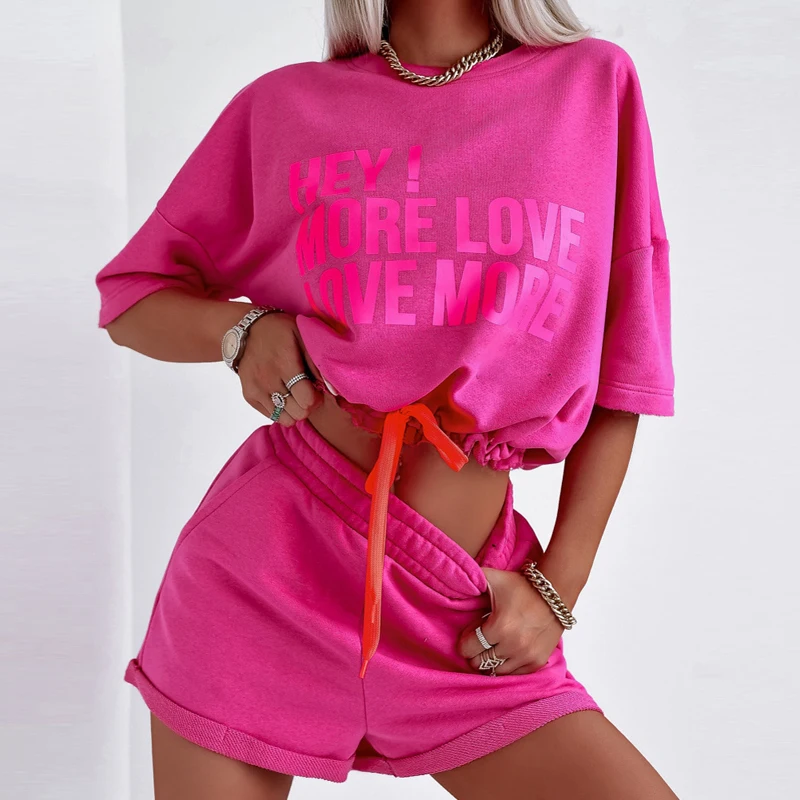 Y2K Fashion Letter Print Drawstring Sweatshirt Suit Women Round Neck T-shirt Top & Shorts Outfits Spring Two Piece Harajuku Sets
Y2K Fashion Letter Print Drawstring Sweatshirt Suit Women Round Neck T-shirt Top & Shorts Outfits Spring Two Piece Harajuku Sets