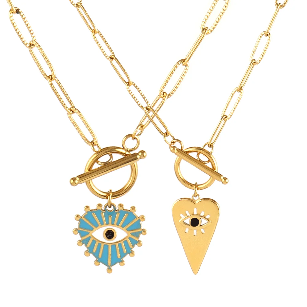 316L Stainless Steel Heart Necklace For Women OT Buckle Choker Necklace Eye Shape Color Enamel Pendant Necklaces Chains Jewelry
316L Stainless Steel Heart Necklace For Women OT Buckle Choker Necklace Eye Shape Color Enamel Pendant Necklaces Chains Jewelry