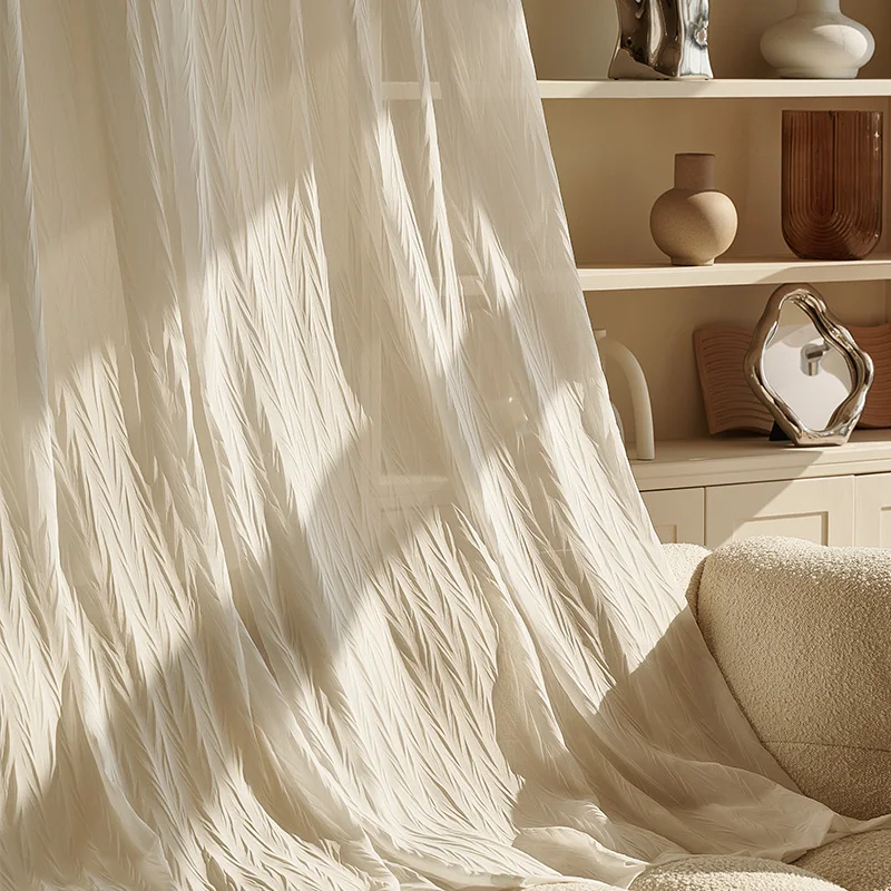 Light Luxury Geometirc Pattern Pleated Voile Drapes In The Living Room Cream White Yarn Window Curtain Tulle Curtain for Bedroom
Light Luxury Geometirc Pattern Pleated Voile Drapes In The Living Room Cream White Yarn Window Curtain Tulle Curtain for Bedroom