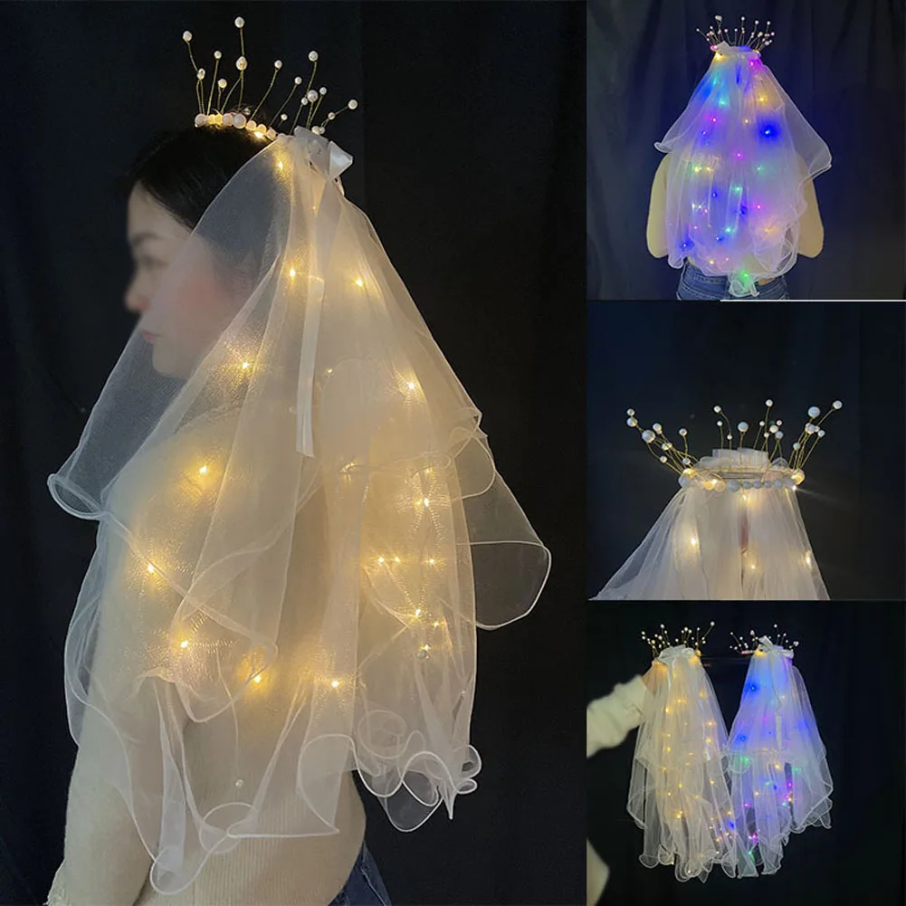 Wreath Mesh Veil Bridal Headpiece With LED Lights Lace Veil Ribbon Bows Headwear Photo Prop Accessories
Wreath Mesh Veil Bridal Headpiece With LED Lights Lace Veil Ribbon Bows Headwear Photo Prop Accessories