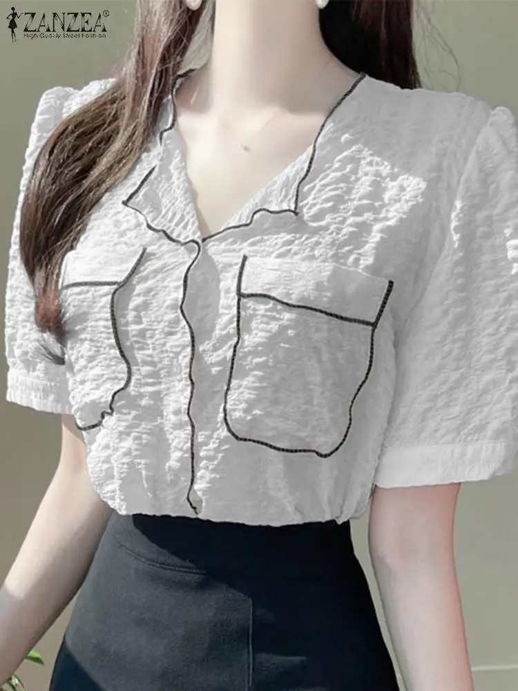 ZANZEA Fashion Color Block Textured Tops Elegant Round Neck Shirts Women Short Sleeve Tunics Sweet Button Up Versatile Chemise
ZANZEA Fashion Color Block Textured Tops Elegant Round Neck Shirts Women Short Sleeve Tunics Sweet Button Up Versatile Chemise