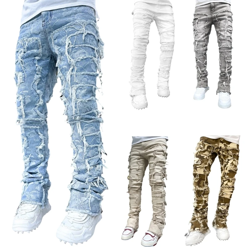 Men Ripped Distressed Destroyed Straight Fit Washed Denims Jeans Stretch Denims Ripped Pants Casual Pants
Men Ripped Distressed Destroyed Straight Fit Washed Denims Jeans Stretch Denims Ripped Pants Casual Pants