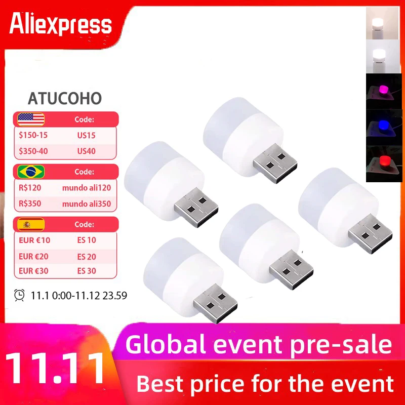5pcs Mini USB Plug Lamp 5V 1.2W Super Bright Eye Protection Book Light Computer Mobile Power Charging USB Small LED Night Light
5pcs Mini USB Plug Lamp 5V 1.2W Super Bright Eye Protection Book Light Computer Mobile Power Charging USB Small LED Night Light