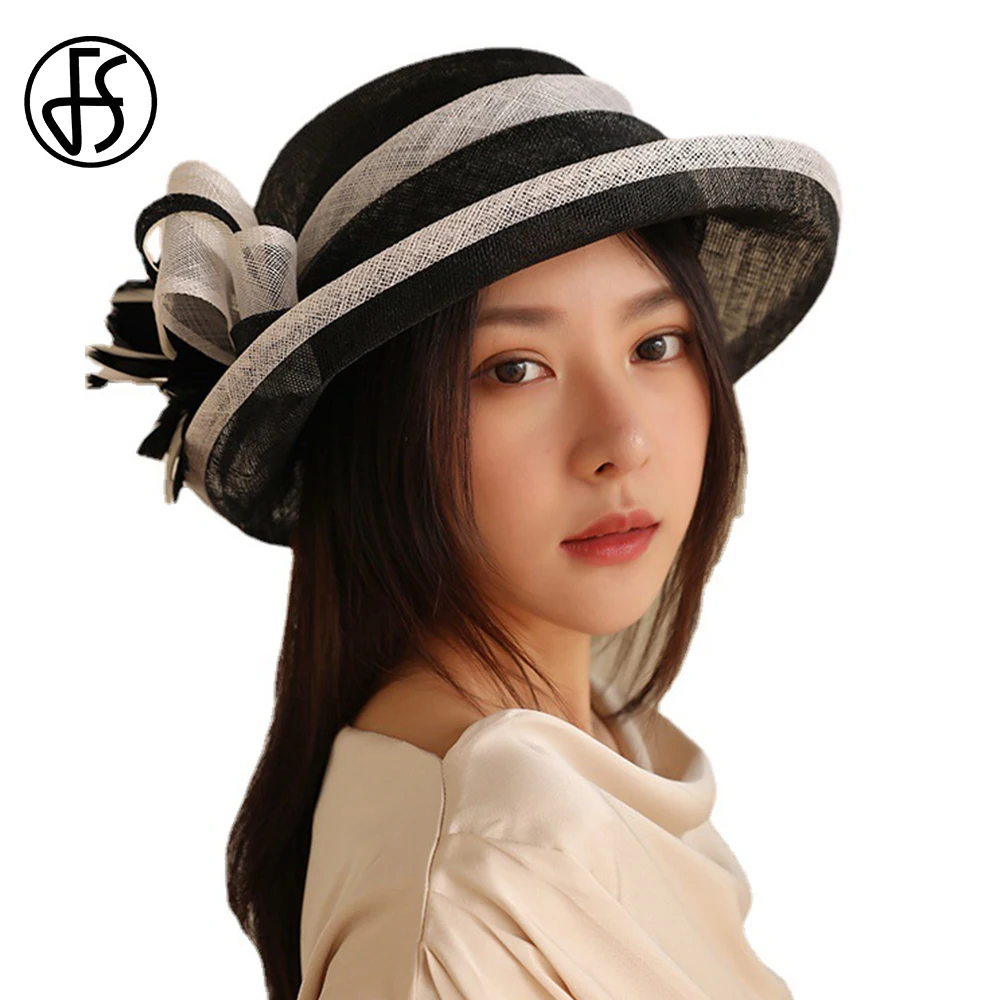 FS 2022 Summer Black And White Classic Hats For Women Wedding And Church Curl Brim Dome Sunbonnet Ladies Sun Protection Cap
FS 2022 Summer Black And White Classic Hats For Women Wedding And Church Curl Brim Dome Sunbonnet Ladies Sun Protection Cap